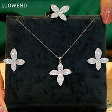 Load image into Gallery viewer, LUOWEND 18K White Gold Real Natural Diamond Stud Earrings for Women