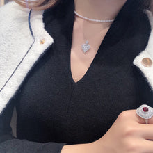 Load image into Gallery viewer, LUOWEND 18K White Gold Real Natural Diamond Earring and Necklace for Women