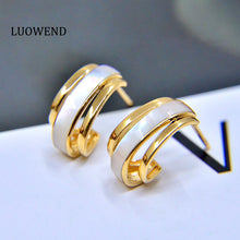 Load image into Gallery viewer, LUOWEND 18K Yellow Gold Real Natural Gemstone Earrings for Women