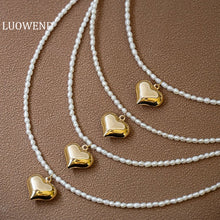 Load image into Gallery viewer, LUOWEND 18K Yellow Gold Natural Broque Pearl Necklace for Women