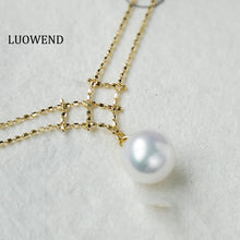 Load image into Gallery viewer, LUOWEND 18K Yellow Gold Natural Pearl Necklace for Women