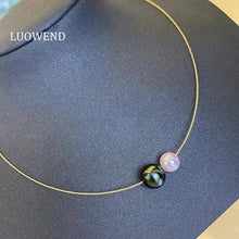 Load image into Gallery viewer, LUOWEND 18K Yellow Gold Natural Pearl Necklace for Women