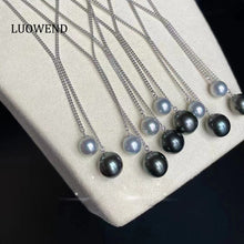 Load image into Gallery viewer, LUOWEND 18K White Gold Natural Pearl Necklace for Women