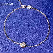 Load image into Gallery viewer, LUOWEND 18K White or Rose Gold Real Natural Diamond Bracelet for Women