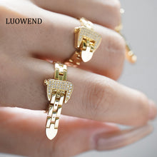 Load image into Gallery viewer, LUOWEND 18K Yellow Gold Real Natural Diamond Ring for Women