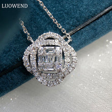 Load image into Gallery viewer, LUOWEND 18K White Gold Real Natural Diamond Pendant Necklace for Women