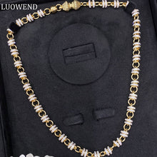 Load image into Gallery viewer, LUOWEND 18K Yellow Gold Real Natural Diamond Necklace for Women