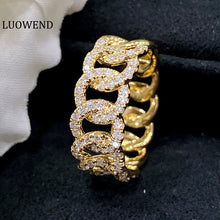 Load image into Gallery viewer, LUOWEND 18K Yellow Gold Real Natural Diamond Ring for Women