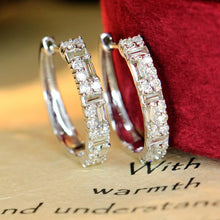 Load image into Gallery viewer, LUOWEND 18K White Gold Real Natural Diamond Hoop Earrings for Women