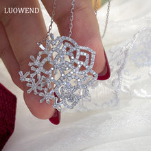 Load image into Gallery viewer, LUOWEND 18K White Gold Real Natural Diamond Pendant Necklace for Women