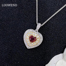 Load image into Gallery viewer, LUOWEND 18K White and Yellow Gold Real Natural Ruby Gemstone Necklace for Women