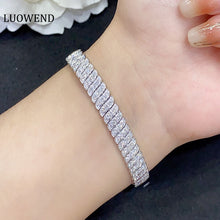 Load image into Gallery viewer, LUOWEND 18K White Gold Real Natural Diamond Bracelet for Women