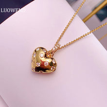 Load image into Gallery viewer, LUOWEND 18K Yellow Gold Real Natural Diamond Pendant Necklace for Women