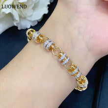Load image into Gallery viewer, LUOWEND 18K Yellow Gold Real Natural Diamond Bracelet for Women