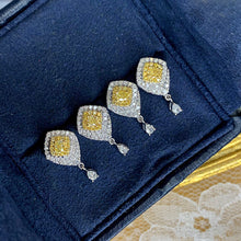 Load image into Gallery viewer, LUOWEND 18K White Gold Real Natural Yellow Diamond Stud Earrings for Women