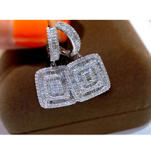 Load image into Gallery viewer, LUOWEND 18K White Gold Real Natural Diamond Hoop Earrings for Women