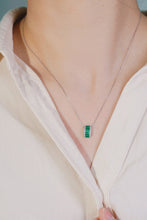 Load image into Gallery viewer, LUOWEND 18K White Gold Real Natural Diamond and Emerald Necklace for Women