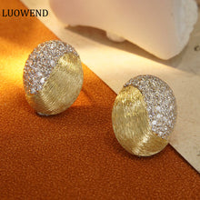 Load image into Gallery viewer, LUOWEND 18K Yellow Gold Real Natural Diamond Stud Earrings for Women