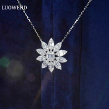 Load image into Gallery viewer, LUOWEND 18K White Gold Real Natural Diamond Pendant Necklace for Women