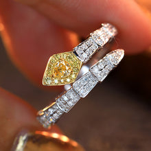 Load image into Gallery viewer, LUOWEND 18K White Gold Real Natural Yellow Diamond Ring for Women