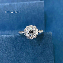 Load image into Gallery viewer, LUOWEND 18K White Gold Natural Diamond Ring for Women