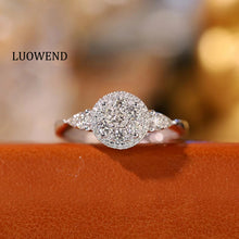 Load image into Gallery viewer, LUOWEND 18K White Gold Real Natural Diamond Ring for Women