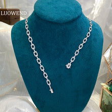 Load image into Gallery viewer, LUOWEND 18K White Gold Real Natural Diamond Necklace for Women