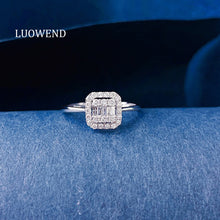 Load image into Gallery viewer, LUOWEND 18K White Gold Natural Diamond Ring for Women