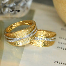 Load image into Gallery viewer, LUOWEND 18K Yellow Gold Real Natural Diamond Ring for Women
