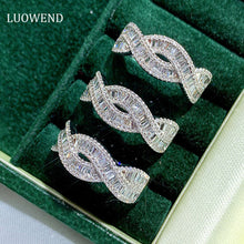 Load image into Gallery viewer, LUOWEND 18K White Gold Real Natural Diamond Ring for Women