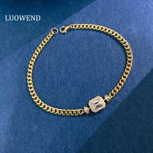 Load image into Gallery viewer, LUOWEND 18K Yellow Gold Natural Diamond Bracelet for Women