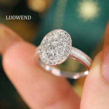 Load image into Gallery viewer, LUOWEND 18K White Gold Real Natural Pink Diamond Ring for Women