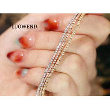Load image into Gallery viewer, LUOWEND 18K White&Rose&Yellow Gold Real Natural Diamond Bracelet for Women