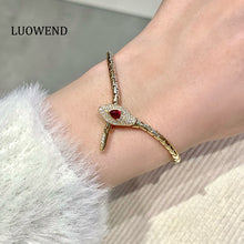 Load image into Gallery viewer, lUOWEND 18K Yellow Gold Natural Ruby Bracelet for Women