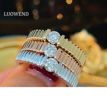 Load image into Gallery viewer, LUOWEND 18K White/Yellow/Rose Gold Natural Diamond Ring for Women