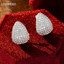 Load image into Gallery viewer, LUOWEND 18K White Gold Real Natural Diamond Hoop Earrings for Women