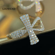 Load image into Gallery viewer, LUOWEND 18K Yellow Gold Natural Diamond Ring for Women