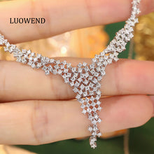 Load image into Gallery viewer, LUOWEND 18K White Gold Real Natural Diamond Necklace for Women