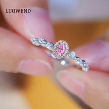 Load image into Gallery viewer, LUOWEND 18K White Gold Real Natural Pink Diamond Ring for Women