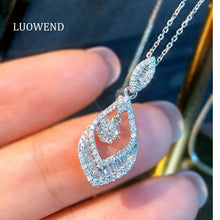 Load image into Gallery viewer, LUOWEND 18K White Gold Natural Diamond Necklace for Women
