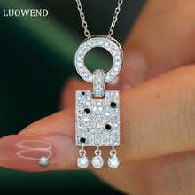 Load image into Gallery viewer, LUOWEND 18K White Gold Real Natural Diamond Pendant Necklace for Women