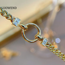 Load image into Gallery viewer, LUOWEND 18K Yellow Gold Real Natural Diamond Necklace for Women