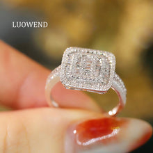 Load image into Gallery viewer, LUOWEND 18K White Gold Real Natural Diamond Ring for Women