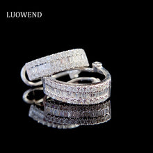 Load image into Gallery viewer, LUOWEND 18K White Gold Real Natural Diamond Hoop Earrings for Women