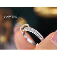 Load image into Gallery viewer, LUOWEND 18K White and Yellow Gold Real Natural Diamond Ring for Women