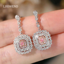 Load image into Gallery viewer, LUOWEND 18K White Gold Real Natural Pink Diamond Stud Earrings for Women
