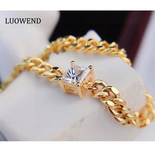 Load image into Gallery viewer, LUOWEND 18K Yellow Gold Real Natural Diamond Bracelet for Women