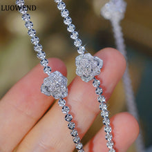 Load image into Gallery viewer, LUOWEND 18K White Gold Real Natural Diamond Bracelet for Women