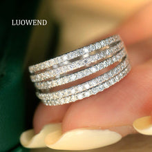 Load image into Gallery viewer, LUOWEND 18K White Gold Natural Diamond Ring for Women