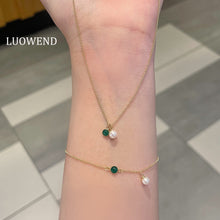 Load image into Gallery viewer, LUOWEND 18K Yellow Gold Natural Emerald Bracelet for Women